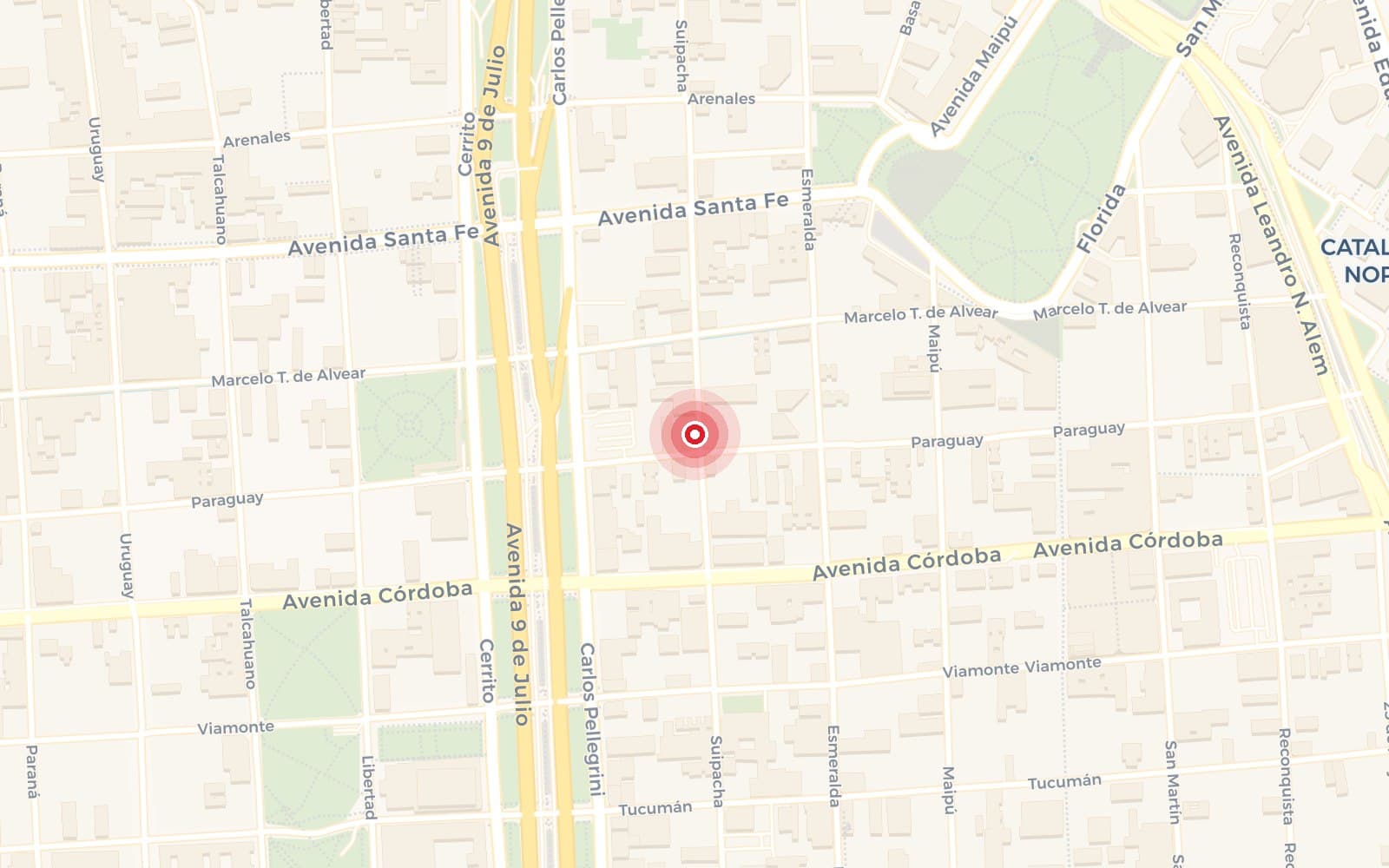 Mapa de la zona: BOND en Suipacha 916, entre Av. Santa Fe y Av. Córdoba, microcentro CABA
