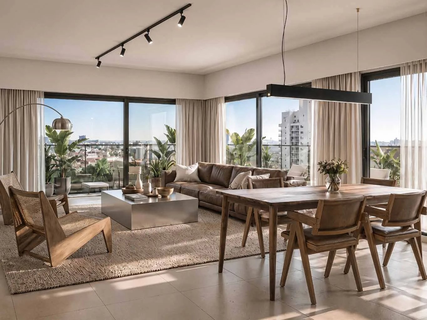 Living y comedor de una unidad de Allure