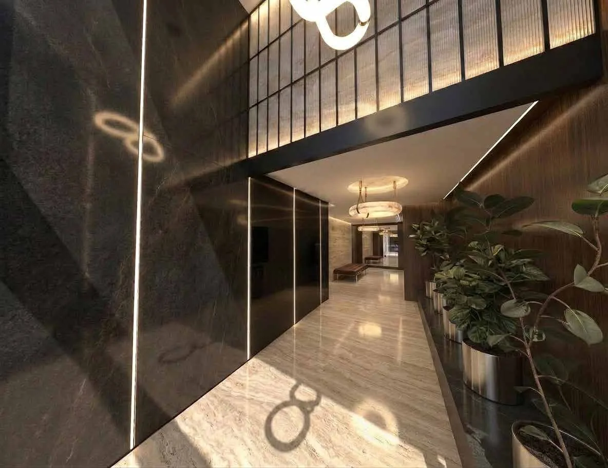 El edificio operando — entrada de Allure Cerviño
