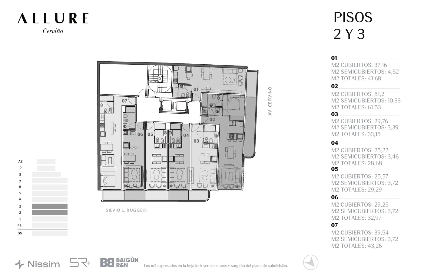 Plano — Pisos 2 y 3, Allure Cerviño