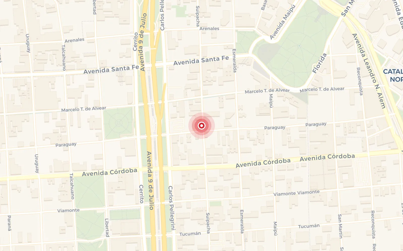 Mapa de la zona de BOND — Suipacha y Paraguay, Retiro
